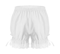 Hedmy Enfant Fille Culotte Dentelle Bloomer Short De Sécurité Shortie Pumpkin Short à Volants Bermuda Cosplay Victorien Blanc 7-8 Ans