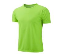 Hedmy Enfant Garçon Tee-Shirt à Manches Courtes Séchage Rapide Maillot De Football Basket-Ball Fitness Haut Court 3-16 Ans Vert Fluorescent 14-16 Ans
