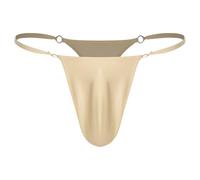 Hedmy Femme Mini String Ficelle Taille Basse Latex G-String T-Back Bas De Maillot De Bain Bikini Slip Underwear Beige Taille Unique