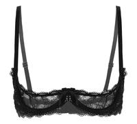 Hedmy Femme Soutien Gorge à Armature Dentelle Transparente Brassière Redresse Seins Nu Ouvert sous Vêtement Lingerie Taille Grande S-5XL Noir 5XL