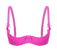 Hedmy Femme Soutien Gorge Push up Sexy Redresse Sein Nu Brassière sous Vêtement Dentelle Ouvert Lingerie Nuisette Corset S-5XL Rose Vif M