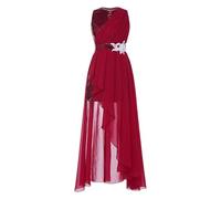 Hedmy Fille Robe d'anniversaire pour Une Soirée Mariage Bal Concours Princesse pour Enfants Robe Fête Formelle Élégante Enfants Robes Fête Bourgogne 15-16 Ans