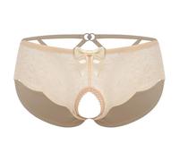 Hedmy Homme Sissy Lingiere String Dentelle Ouvert Entrejambe Culotte Taille Basse sous Vêtement Coquin Entrejambe Ouvert Nu XL