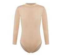 Hedmy Justaucorps Ballet Danse Manches Longues Enfant Fille Leotard Justaucorps Gymnase Body Dancewear 2-16 Ans Col Montant Nu 11-12 ans