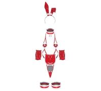 Hedmy Lingerie Costume Bunny Girl Femme Similicuir Pu Bodystring Ensemble Nightwear Cosplay Type A Rouge Taille unique