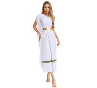 Hedmy Robe De Soirée Cocktail Femme Déguisement Déesse Grecque Antique Romaine Robe Cosplay Mascarade Halloween Carnaval Blanc M