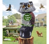 Hedoc Leurre de Hibou avec tête rotative, Épouvantail Naturel Faux hiboux pour effrayer Les Oiseaux, contrôle des Oiseaux et Protection dissuasif pour Le Jardin en Plein air