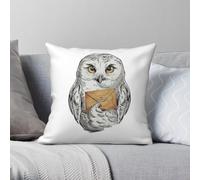 Hedwig Wizarding World Taie d'oreiller carrée en polyester et lin velours Fermeture éclair Décoration de canapé Housse de coussin