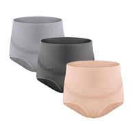 Hedywei Culottes de maternité, culottes pour femmes enceintes, sous-vêtements taille haute, culotte de soutien du ventre, coton sur la taille, Gris + noir + nude, XL