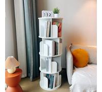 Heehee Bibliothèque rotative en Bois Massif, Affichage à 360 degrés, étagère de Rangement pour Enfants et Adultes, Organisateur de bibliothèque Multifonction (4 étages, Blanc)