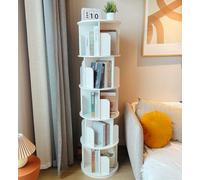 Heehee Bibliothèque rotative en Bois Massif, Affichage à 360 degrés, étagère de Rangement pour Enfants et Adultes, Organisateur de bibliothèque Multifonction (5 Niveaux, Blanc)