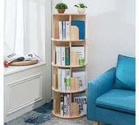 Heehee Bois Massif Bibliothèque rotative 360 Affichage 4 Niveaux bibliothèque Debout Support de Rangement pour Enfants et Adultes étagère en Bois Massif Organisateur