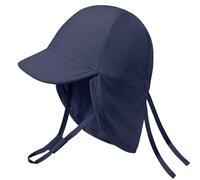 heekpek Chapeau de Soleil Bébé Bobs Casquette Enfant Protection Anti UV Bebe Plage Chapeau Vec Mentonnière Réglable et Rabats au Niveau du Cou Fille Garcon UPF 50+, Bleu Marine, 2-4 Ans