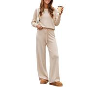 heekpek Ensemble Femme Survêtement 2 Pièces Automne Hiver | Manches Longues,Décontracté Pull Col Rond avec Pantalon de Large à Taille Élastique,Tenue Interieur Chic et Elegant Chaud