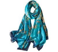 heekpek Foulard Femme Foulards en Soie de Mûrier Soie Foulard Imprimé Echarpe Foulard Leopard Wraps Foulard Satin Joli Foulard Fleur Châle Long Foulard