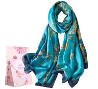 heekpek Foulard Femme Foulards en Soie de Mûrier Soie Foulard Imprimé Echarpe Leopard Wraps Satin Joli Fleur Châle Long