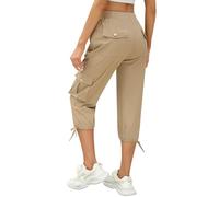 Heekpek Pantalon Cargo Femme été - Pantacourt Capri Décontracté d'extérieur avec 6 Poches - Corsaire Leger pour la Randonnée