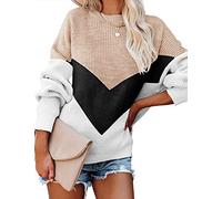 heekpek Pull Femme Chic Chaud Pull Lâche Casual Ample Mode Pullover | Col Rond Hauts Manche Longue Pull Femme Hiver Grande Taille