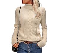 heekpek Pull Femme Hiver Chaud Chic et Élégant Pull à Col Roulé Manches Longues Sweat Tricot Câblé Thermique Femme