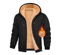 heekpek Sweat Homme Veste Chaude Sweat à Capuche en Laine Polaire Manteau Hiver Sherpa épais Zippé Sweat a Capuche Thermique à Manches Longues Travail décontracté Sport Blouson, Noir, L