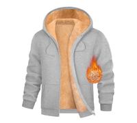 heekpek Sweat Homme Veste Chaude Sweat à Capuche en Laine Polaire Manteau Hiver Sherpa épais Zippé Sweat a Capuche Thermique à Manches Longues Travail décontracté Sport Blouson, Gris Clair, L