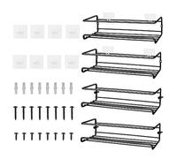 HEEKSE 4 Pcs Etagère à Epices avec Crochets Autocollants et Vis (Noir)