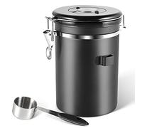 HEEKSE Boîte à Café Hermétique en acier Inoxydable (Noir)