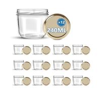 HEEKSE Lot de 12 pots en verre avec couvercles (240 ml) pour des confitures -sans BPA-Fabrication française