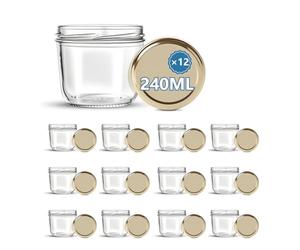 HEEKSE Lot de 12 pots en verre avec couvercles (240 ml) pour des confitures -sans BPA-Fabrication française