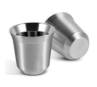 HEEKSE Lot de 2 Tasses à Expresso en Acier Inoxydable 304 de 80 ml (Argent)