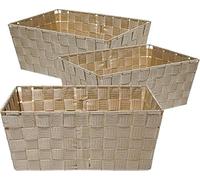 HEEKSE Lot de 3 Panier de salle de bain En Polypropylène, 33 x 23 x 14 cm (Beige)