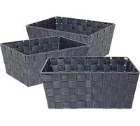 HEEKSE Lot de 3 Panier de salle de bain En Polypropylène, 33 x 23 x 14 cm (Gris)