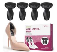 Heel Grips for Women Shoes - Bukihome Heel Pads for Shoes That are Too Big, Non-Slip, Reduce Friction T-Shape Design Shoe Cushions for High Heels, Sandals, Pumps, Flats, Boots (4 Pcs, Black)