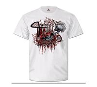 Heel Three Motocle Skull Punk Biker Rocker Live Style T-T-Shirts à Manches Courtes(Large)