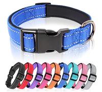 HEELE Collier Chien, Collier Réfléchissant pour Chien, Collier en Néoprène Doux, Rembourré et Respirant en Nylon, Ajustable pour Les Chiots Petits Moyens et Grands Chiens, Bleu Foncé, M