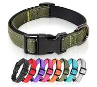 HEELE Collier Chien, Collier Réfléchissant pour Chien, Collier en Néoprène Doux, Rembourré et Respirant en Nylon, Ajustable pour Les Chiots Petits Moyens et Grands Chiens, Vert, L