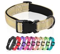 HEELE Collier Chien, Collier Réfléchissant pour Chien, Collier en Néoprène Doux, Rembourré et Respirant en Nylon, Ajustable pour Les Chiots Petits Moyens et Grands Chiens, Marron Sable, L