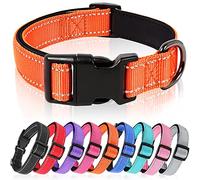 HEELE Collier Chien, Collier Réfléchissant pour Chien, Collier en Néoprène Doux, Rembourré et Respirant en Nylon, Ajustable pour Les Chiots Petits Moyens et Grands Chiens, Orange, M