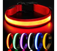 HEELE Collier Lumineux pour Chien, Collier Chien LED Rechargeable avec 3 Modes d'éclairage, Collier Fluorescent étanche pour Petits Moyens Gros Chiens, Collier de Chien Rechargeable Type-C, Rouge, L