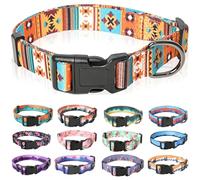 HEELE Collier pour Chien, Collier de Style Doux et Confortable avec Motifs Uniques Bohème Fleurs Multicolores, Ajustable avec Fermeture Rapide pour Petit, Moyen et Grand Chien, Bohemian Orange, L