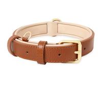 HEELE Collier pour Chien, en Cuir, Collier de Chien Ajustable Coussin Moelleux Cuir Nouvelle Couleur de Rembourrage pour Petits, Moyens ou Grands Chiens, Marron, XS