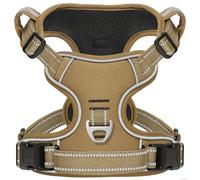 HEELE Harnais Chien, Harnais Chien Anti Traction, Réfléchissant, avec Poignée Rembourrée Contrôl, 2 Anneaux Métal, Harnais pour Petit Moyen et Grand Chien, Marron, L