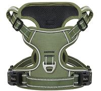 HEELE Harnais Chien, Harnais Chien Anti Traction, Réfléchissant, avec Poignée Rembourrée Contrôl, 2 Anneaux Métal, Harnais pour Petit Moyen et Grand Chien, Armée Vert, S