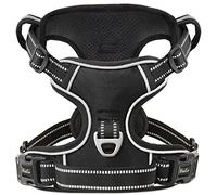 HEELE Harnais Chien, Harnais Chien Anti Traction, Réfléchissant, avec Poignée Rembourrée Contrôl, 2 Anneaux Métal, Harnais pour Petit Moyen Grand Chiens, Noir, XS