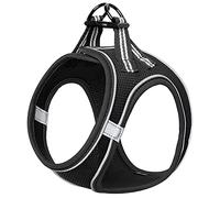 HEELE Harnais pour Chiens Harnais Rembourré en Mesh Doux pour Chiots Veste Respirant Réglable Réfléchissant Intérieur pour Marcher Courir Formation, Noir, XS