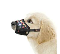 HEELE Museliere pour Chiens avec Boucle Ajustable Tissu Doux Muselières pour Chiens Empêcher de Mordre, Aboyer et Manger, Fleur-Noir, XS