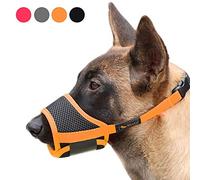 HEELE Muselière pour Chiens Muselière en Nylon Réglable pour Chiens, Museliere Anti Aboiement Anti-Morsure, L, Orange