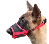 HEELE Muselière pour Chiens Muselière en Nylon Réglable pour Chiens, Réglable e Respirant Museliere, Petit Moyen Grand Chien Anti-Aboiement Anti-Morsure, S, Rouge