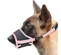 HEELE Muselière pour Chiens Muselière Souple Réglable pour Chiens Nylon, Museliere Anti Aboiement Anti-Morsure, Rose, S