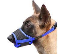 HEELE Muselière Souple Réglable pour Chiens en Nylon - Anti-Aboiement et Anti-Morsure - pour Petits et Moyens Chiens, Bleu Foncé, M